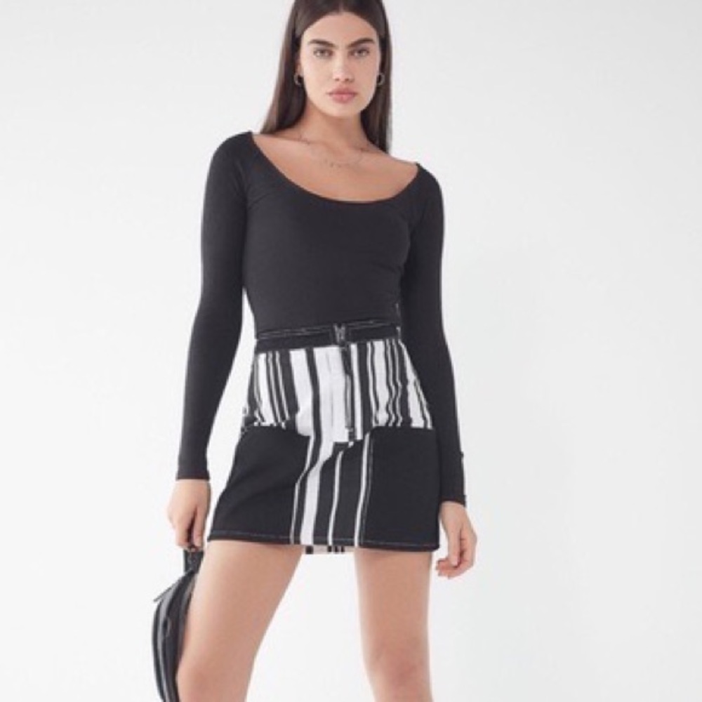 BDG Ruby Striped Zip-Front Skirt
